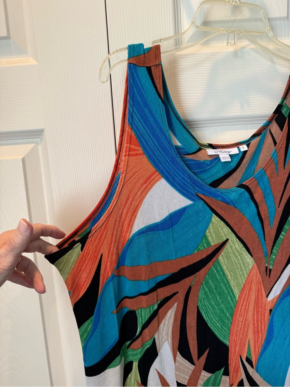 # Chico’s Travelers Colorful Tropical Print Sleeveless Maxi Dress (Sz 3 = XL) - Picture 4 of 8